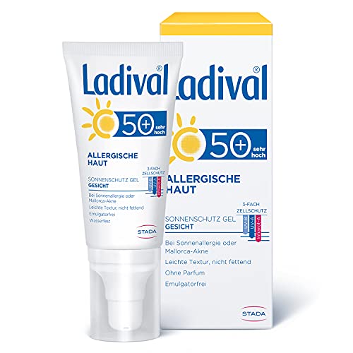 Ladival Allergische Haut Sonnenschutz Gel für das Gesicht LSF 50+ – Parfümfreies Sonnengel für Allergiker – ohne Farb- und Konservierungsstoffe, wasserfest – 1 x 50 ml