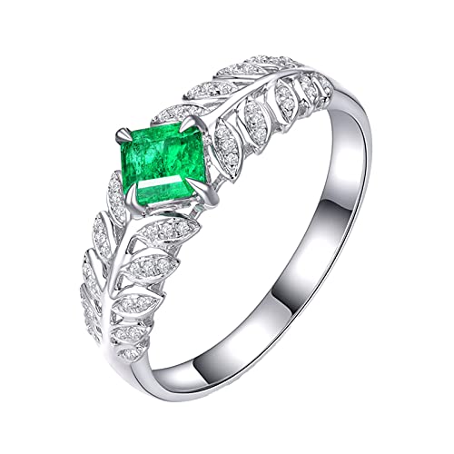 Daesar Ring Platin 950 mit Edelstein, Verlobungsring Damen Blätter mit 0.5ct Smaragd Hochzeitsring Nickelfrei Weißgold Ringgröße 61 (19.4)