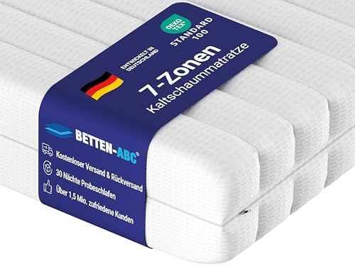 Betten-ABC - Matratze (KSP-500) - 160x200 cm (H3) - 7-Zonen Matratze aus Kaltschaum - Hypoallergen & Antibakteriell - Oeko-TEX® Zertifiziert - Bezug abnehmbar & waschbar - Lieferung per Paket