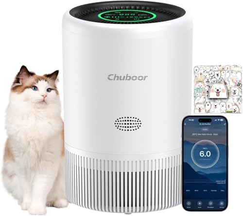 Luftreiniger Allergiker, Lufutreiniger 3 Geschwindigkeiten, 25dB HEPA Luftfilter gegen Schimmel, Staub und Tierhaare 185m³/h CADR für Schlafzimmer bis zu 80m², Luftqualitätsanzeige, Auto-Modus