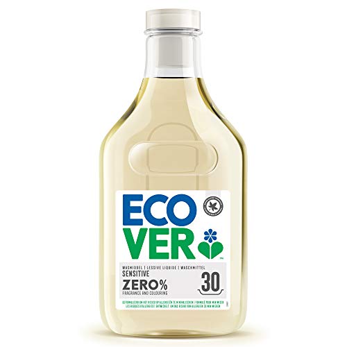 Ecover ZERO Flüssigwaschmittel (1,5 L/30 Waschladungen), Ecover Waschmittel mit pflanzenbasierten Inhaltsstoffen, Sensitiv Waschmittel für Allergiker und empfindliche Haut