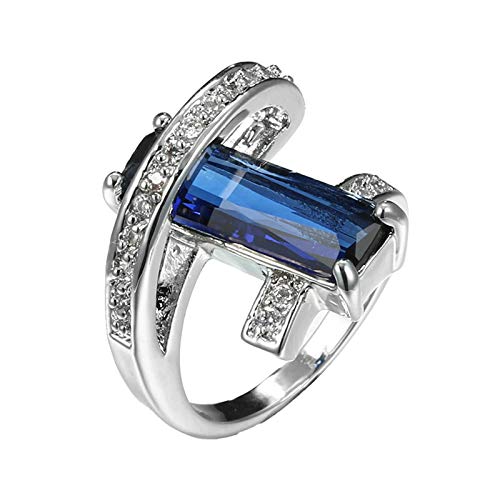 Beydodo Verlobung Ring für Frauen Vergoldet, Ehering Blau Zirkonia Partnerring Nickelfrei Hochzeitsring Silber Größe 62 (19.7)