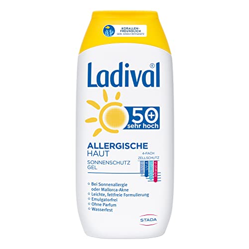 Ladival Allergische Haut Sonnenschutz Gel LSF 50+ – Parfümfreies Sonnengel für Allergiker – ohne Farb- und Konservierungsstoffe, wasserfest – 1 x 200 ml | 200 ml (1er Pack)