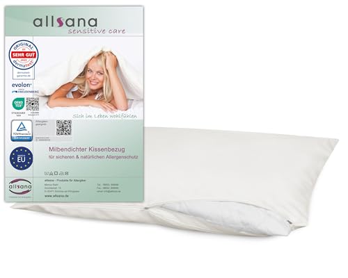 allsana Allergiker Kissenbezug 40x80 cm | Allergie Bettwäsche | Anti Milben Encasing | Milbenschutz für Hausstauballergiker | allergendichter Zwischenbezug für das Kopfkissen | TÜV geprüft