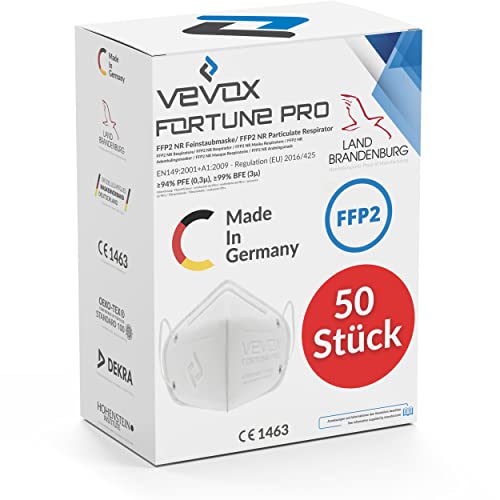 VEVOX® FFP2 Masken zertifiziert aus Deutschland - Wähle aus 8 Farben - 10er, 20er, 50er Set - Made in Germany - Mundschutz FFP2 Maske Weiß - EN149:2001+A1:2009 - CE geprüft - Einzeln verschweißt
