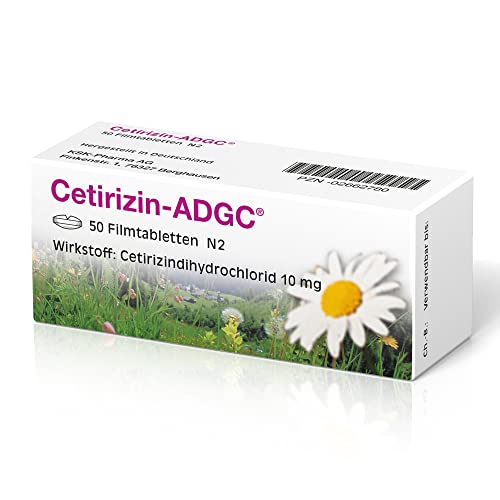 ADGC Cetirizin 50 Stück - bei Heuschnupfen, allergischem Schnupfen, allergischen Symptomen der Augen und Nesselsucht