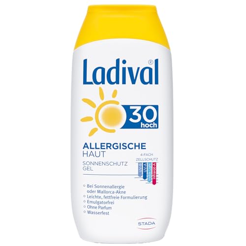 Ladival Allergische Haut Sonnenschutz Gel LSF 30 – Parfümfreies Sonnengel für Allergiker – ohne Farb- und Konservierungsstoffe, wasserfest – 1 x 200 ml