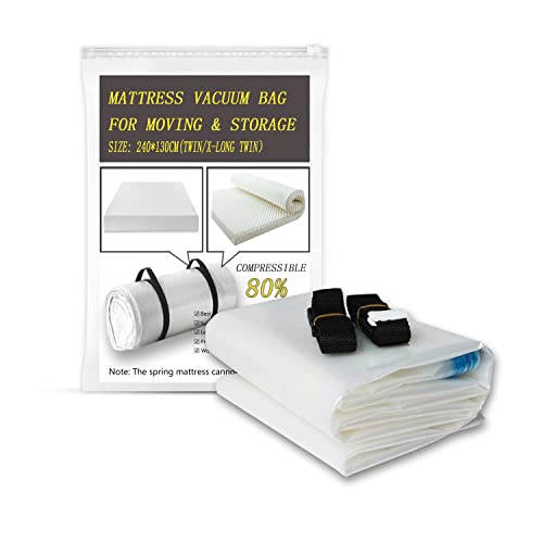 YZMY Vakuumbeutel Aufbewahrungstasche für Matratzen,vakuumversiegelte matratzenhülle für Umzug/Lagerung von Schaumstoffmatratzen,80% Kompression,Enthält 2 Riemen(Size:240x130cm)