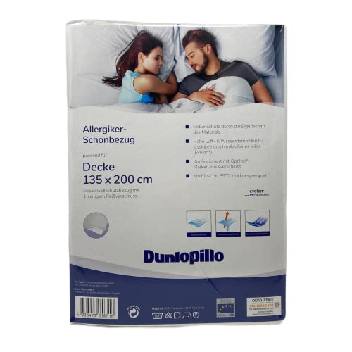 Softsail Dunlopillo Allergiker Schonbezug für Bettdecke 135x200cm Deckenvollschutzbezug Oberbett-Bezug Milbenschutz für Hausstauballergiker ÖKO-Tex 100 bis 95° waschbar