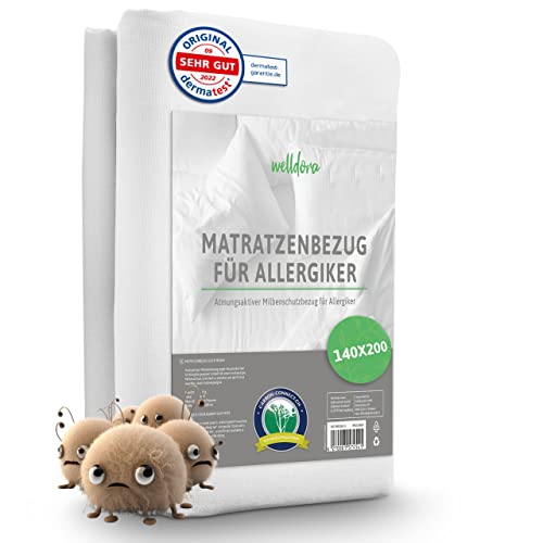 Welldora ǀ Premium Milbenbezug Matratzen 140x200x20 ǀ Fachärztlich getesteter Allergiker Matratzenschoner ǀ Anti Milben Encasing mit Reissverschluss ǀ Allergiker Bettwäsche