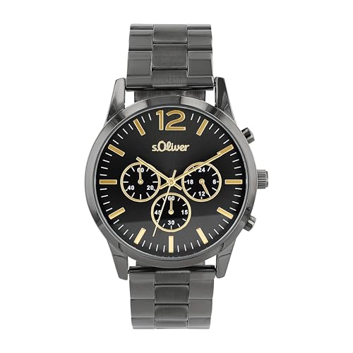 s.Oliver Armbanduhr Herren Chronograph Analog, mit Edelstahl Armband, 3 bar Wasserdicht, Kommt in Uhren Geschenk Box
