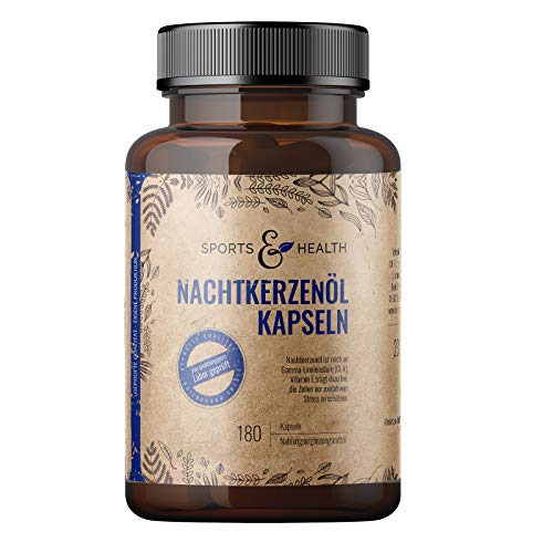 Nachtkerzenöl Kapseln - 180 Kapseln Hochdosiert 2000mg pro Tagesdosierung - Mit natürlichem Vitamin E - Nachtkerzenöl Kapseln für die Haut