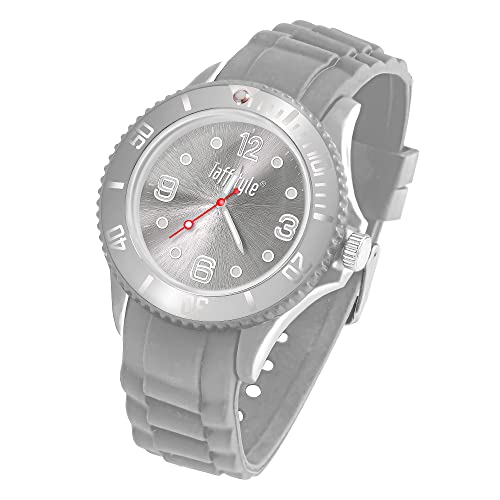 Taffstyle Armbanduhr Silikon Analog Quarz Uhr Farbige Sport Sportuhr Damen Herren Kinder Unisex 43mm Grau