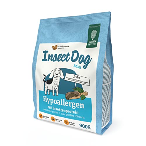 Green Petfood InsectDog Hypoallergen (5 x 900 g) – getreidefreies, hypoallergenes Trockenfutter für ausgewachsene, empfindliche Hunde – mit Insektenprotein, Futter für allergische Hunde, 5er Pack