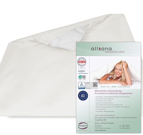 Allsana Allergiker Deckenbezug 200x200 cm | Allergie Bettwäsche | Anti Milben Encasing | Milbenschutz für Hausstauballergiker | allergendichter Zwischenbezug für die Bettdecke | TÜV geprüft
