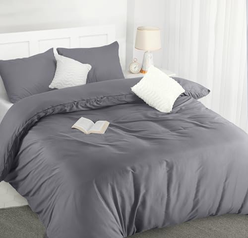 Utopia Bedding Bettwäsche Set - Mikrofaser Bettbezug 260x220 cm + 2 Kissenbezüge 50x75 cm - Grau