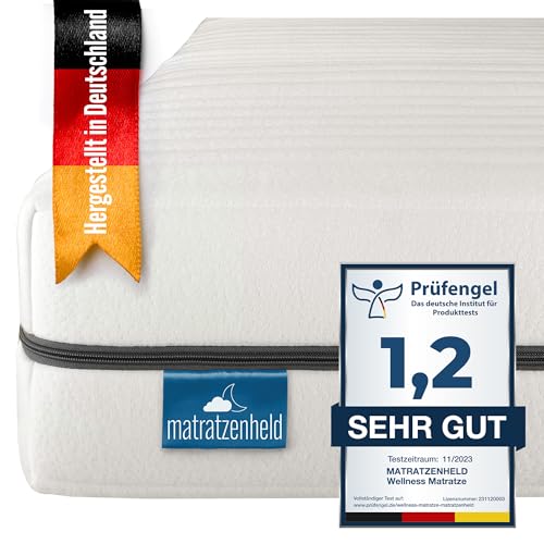 Matratzenheld Wellness Matratze | Made in Germany | Orthopädische 7-Zonen Kaltschaummatratze | produziert in Deutschland | Härtegrad 3 (H3) 80-100 kg| Öko-Tex Zertifiziert | Höhe 18cm | 90 x 200cm