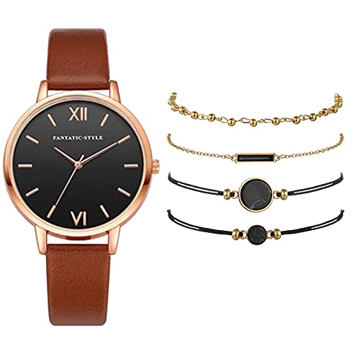 Fashion Watch Damen-Armbanduhr, Armband + Armband Quarz für Damen, Geschenk für Damen, Blau (Braun, One Size)