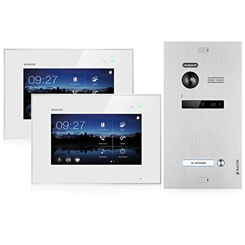 BALTER EVO Video Türsprechanlage ✓ 2 x Touchscreen 7 Zoll Monitor ✓ 2-Draht BUS ✓ Türstation für 1 Familienhaus Türklingel ✓ 150° Weitwinkel-Kamera (2 Monitore)