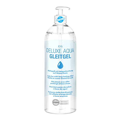 Gleitgel auf Wasserbasis, EIS Deluxe Aqua Gleitmittel mit Langzeitwirkung, neutrales Intimgel für gefühlsechtes Empfinden, transparent, 1l