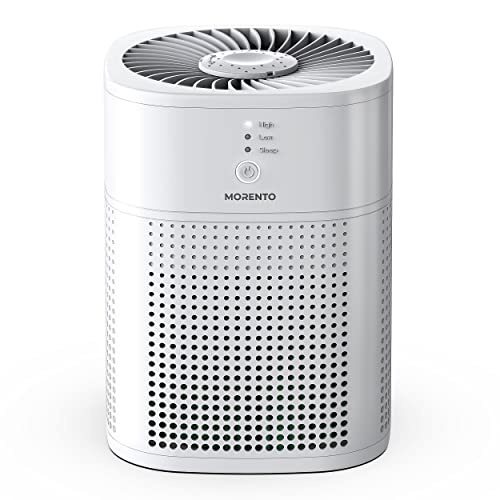 Luftreiniger für Schlafzimmer mit Aromatherapie, MORENTO HEPA Luftfilter, Ein Luftreiniger, der Staub, Pollen, Tierhaare und Rauch verhindern kann, Air Purifier 24dB mit Schlafmodus 1 Pack + 3 Mode