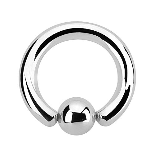 Treuheld® | Großes Klemmkugelring Piercing/BCR Ring aus Chirurgenstahl | 6mm x 22mm und Kugel: 10mm | Silber | Ohr/Brust/Intim Piercing Ring