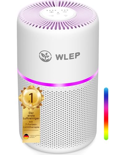 Luftreiniger für Schlafzimmer mit 360° Luftstrom & H13 HEPA Aktivkohle Luftfilter – 99,97% Effizienz, 20 dB Nachtmodus, CADR 90 m³/h, Timer, Farblicht Air Purifier für allergiker staub pollen schimmel