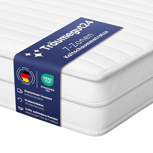 Träumegut24 AquaFlex 7-Zonen Matratze 160x200 cm | H2&H3 | Ergonomische Kaltschaummatratze | Hypoallergen & Antibakteriell | Bezug abnehmbar & waschbar | Oeko-TEX® | (16cm, 160 x 200 cm)