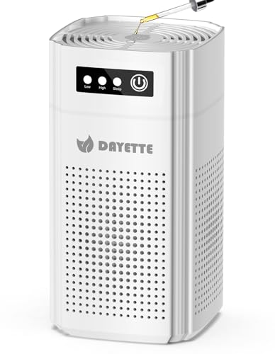 DAYETTE Tragbarer Luftreiniger für Allergiker, ideal für Schlafzimmer und Auto, mit Duftschwamm und HEPA 13 Filter gegen 99,97% von Staub, Pollen, Tierhaaren & Gerüchen, 15dB Ultra-Leise