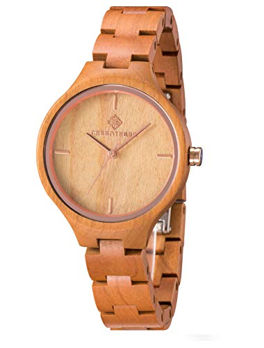 Amexi Holzuhren Damen Frauen Uhr Holz Armbanduhr mit verstellbarem Mini Armband und Quarzwerk