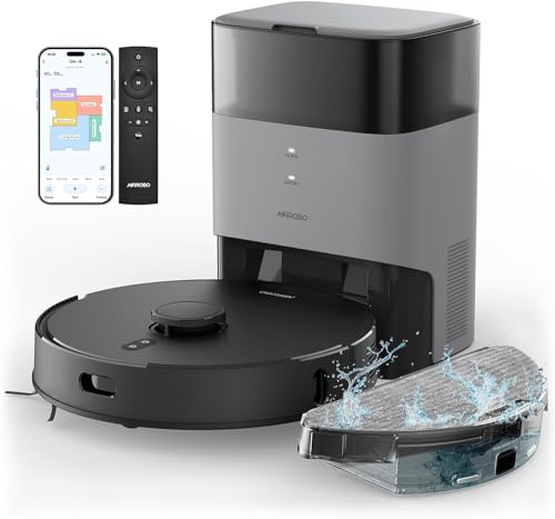 AIRROBO T20+ Saugroboter mit Wischfunktion, 3.5L Staubsauger Roboter mit Absaugstation, 180Min Laufzeit, LiDAR Navigation, Starke Saugkraft ideal für Teppich und Tierhaare, APP Steuerung