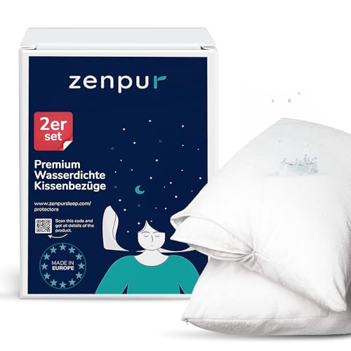 Title: ZenPur Premium Kissenschutzbezug 2er-Set 65x65 - 100% Wasserdicht - Allergiker-geeignet, Anti-Bakteriell, Oeko-TEX Zertifiziert