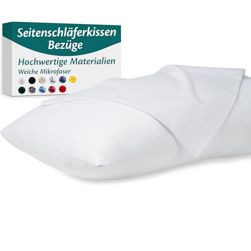 Seitenschläferkissen Bezug 40 x 145 Mikrofaser Premium 2er Set Kissenbezug Deko für Kissen Bett/Sofa Stoff Weicher Resistent Hypoallergen Anti-Milben Kopfkissenbezug Verdecktem Zip Voll Waschbar