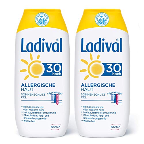 Ladival Allergische Haut 2 x Sonnenschutz Gel LSF 30 Parfümfreies Sonnengel für Allergiker ohne Farb und Konservierungsstoffe wasserfest 2 x 200 ml, keine, 400 milliliter