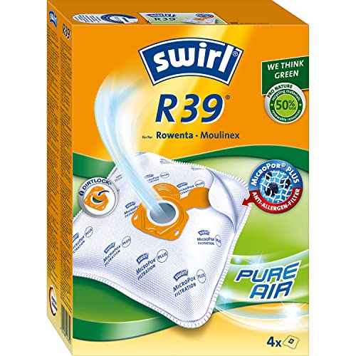 Swirl R 39 MicroPor Plus Staubsaugerbeutel für Rowenta und Moulinex Staubsauger | Dauerhaft hohe Saugleistung | Anti-Allergen-Filter | 4 Stück