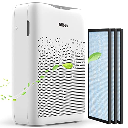 Aiibot Luftreiniger Luftfilter mit 3 Filter H13 Hepa Filter gegen 99,9% Allergie, Pollen, Schimmel, Staub, Gerüche usw. CADR 280m³/h zu 80㎡ Wohnung, Raucherzimmer