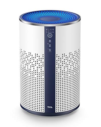 TCL BREEVA A1W Smarter Luftreiniger Allergiker mit 3-stufigem Filter System (Vorfilter, H13 HEPA Filter, Aktivkohlefilter), CADR 120m³/h, bis 26 dB, Ambient Licht, Schlafmodus, Wifi, Alexa, weiss