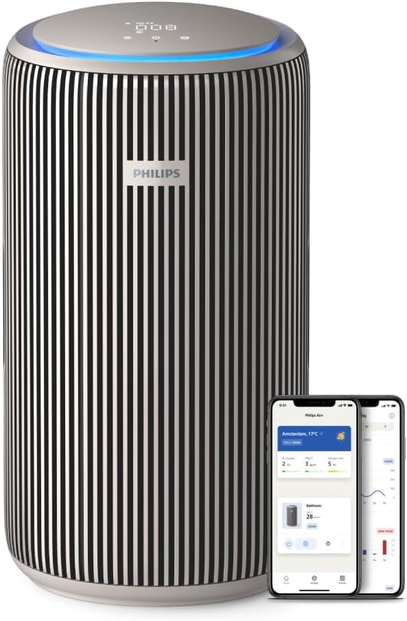 Philips PureProtect 3200 Serie: Intelligenter Luftreiniger, HEPA- und Aktivkohlefilter, CADR 500 m³/h für 130 m², besonders leise und energieeffizient, erfasst 99,97% Allergene (AC3210/12)