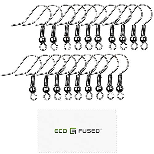 Eco-Fused - 18mm Ohrhaken - 200 Stk. - Nickelfreie Ohrhaken im Spulen- und Kugelstil - Versilberter Stahl - ideal für DIY-Ohrringe (Schwarz, 200pcs)