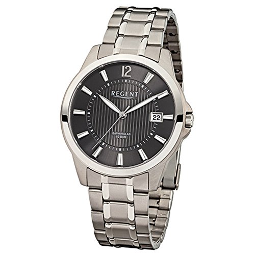 REGENT F-555 Herren Armbanduhr Titan Armband Silber, Armband