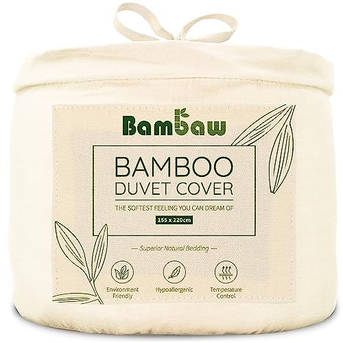Bambaw – Bettbezug 155x220 cm - 100% Bambus - Deckenbezug Allergiker - weicher und atmungsaktiver Bettdeckenbezug - Bettbezug Sommer - Elfenbein