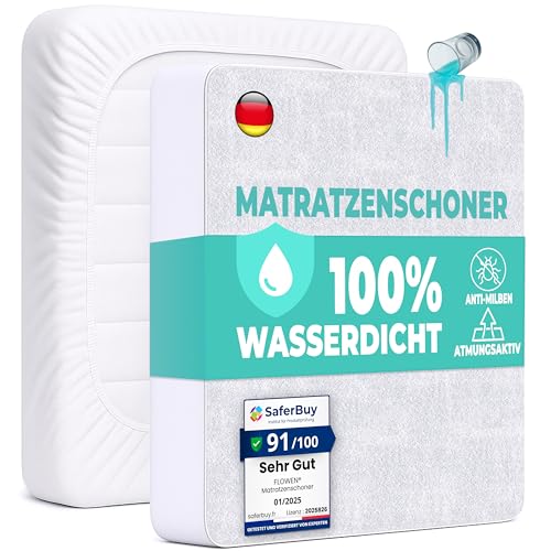 Matratzenschoner 90 x 200 cm wasserdichte Matratzenauflage Spannbettlaken Nässeschutz aus Baumwolle und Mikrofaser Inkontinenzunterlage Matratzenbezüg Atmungsaktiv für Bett und Matratze Waschbar