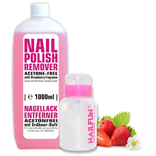 1000ml Nagellackentferner ACETONFREI + praktische Pumpflasche (pink)