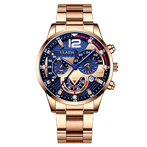 Uhr Automatik Herren Edelstahl-Kasten-Stahlband-Quarz-analoge Armbanduhr der Art- und Weisesport-Männer Armbanduhren Für Katze (C, One Size)