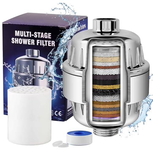 32-Stufen Duschfilter, Stufen Shower Filter for Hard Water mit Vitamin C, Duschfilter Gegen Kalk und Chlor mit Austauschbarer Mehrstufen-Filterpatrone, Kalkfilter Dusche