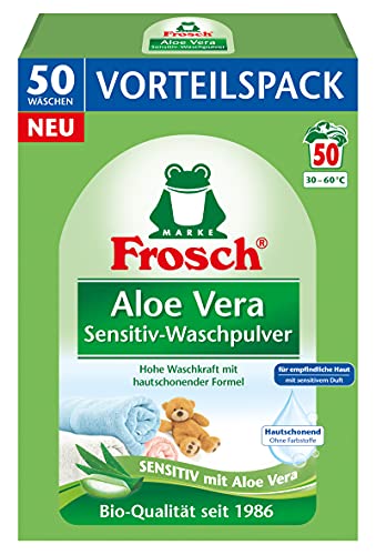 Frosch Sensitiv-Waschpulver, Pulver (50WL), Waschmittel für Allergiker und sensible Haut mit Aloe Vera Extrakt, 1 er Pack (1 x 3,3 kg)