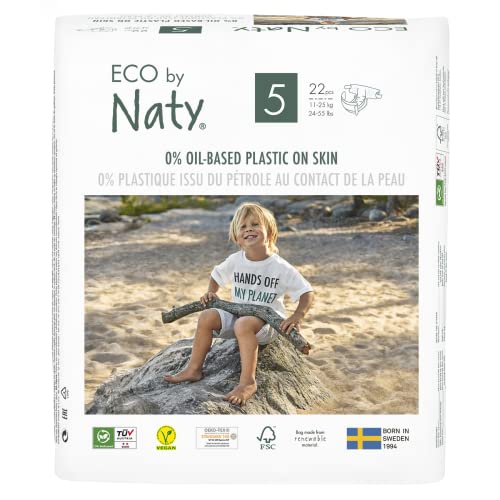Eco by Naty Premium Einmalwindeln für empfindliche Haut, Größe 5, 11-25 kg, (1 x 22 Stück)