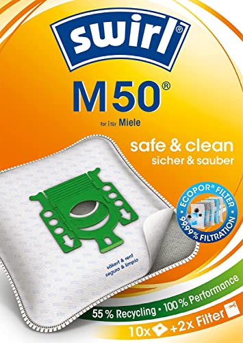 Swirl M50 Staubsaugerbeutel für Miele - 4x Staubsauger Beutel + 1x Filter - umweltfreundlich, Anti-Allergen, reißfest, lange Nutzungsdauer und optimale Passform