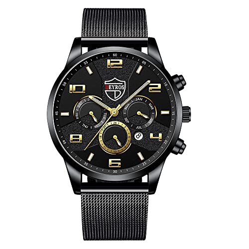 Herrenuhren Casual Edelstahl Analog Quarzuhr Herren Armbanduhr Uhr Business Date Casual Watch Armbanduhr Kind (C, One Size)