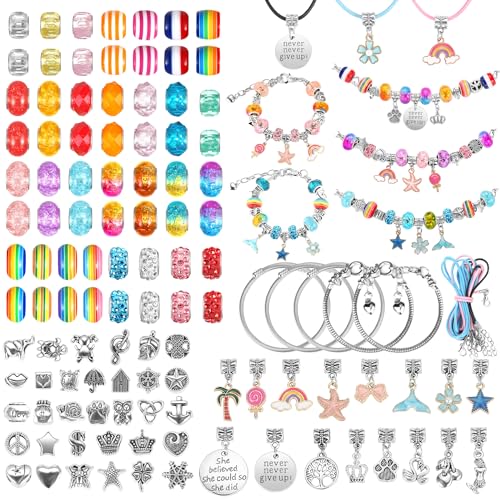 Funtopia Geschenke für Mädchen, 131 Stück Armbänder Selber Charm Armband Ketten Spielzeug Kit, Schmuck Basteln Mädchen, Weihnachten Geschenke Mädchen 5-13 Jahre